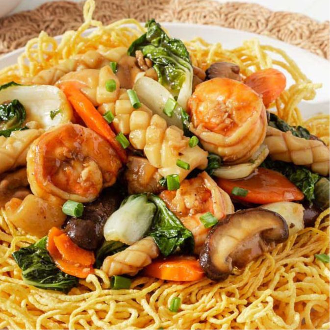 Tray=Seafood Combination With Noodles 