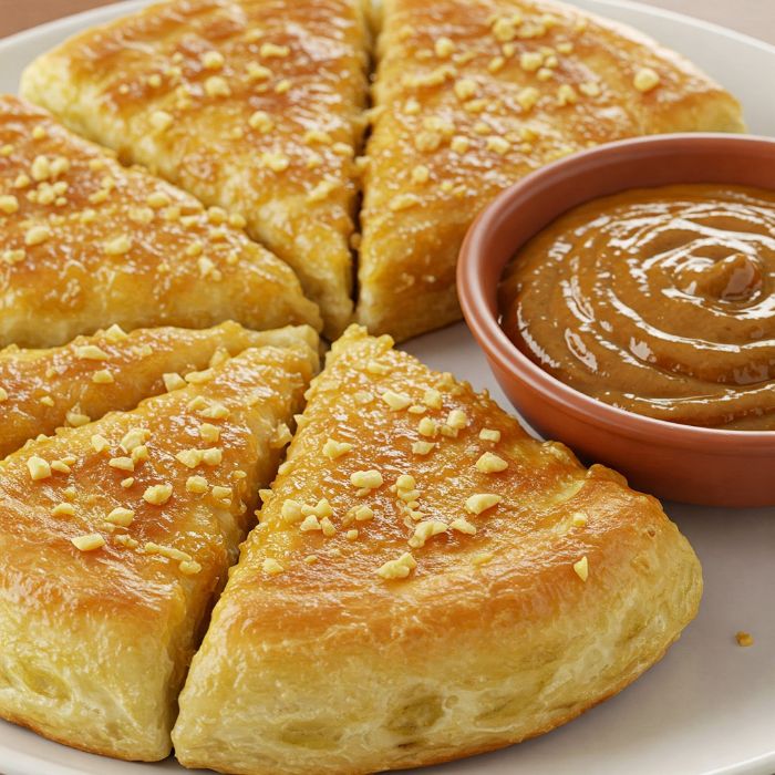 Garlic Roti Bread With Satay Sauce